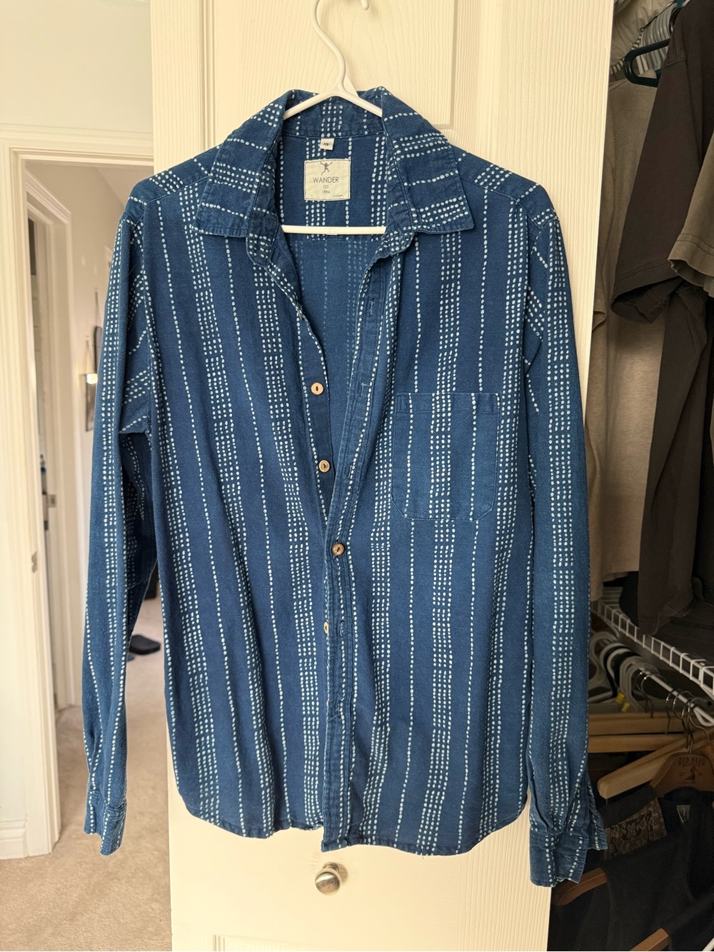 Wander Indigo Blue Striped Button-Down Shirt
